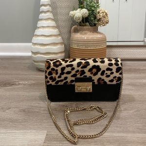 Black & Cheetah Furla Chain Crossbody